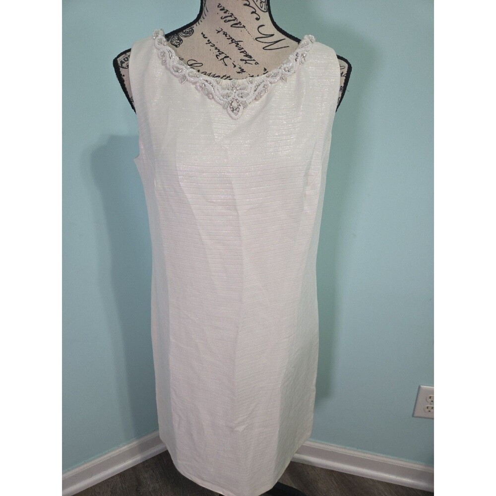 theia dress shift beaded white 8 formal wedding cruise